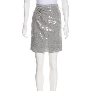 NWOT LOUIS VUITTON Embellished Sequin Grey Knee-Length Skirt Rare FR-36